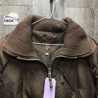 Full Length Puffy Winter Jacket, zipper *gc, hairy/feathery lining, dirty pockets
