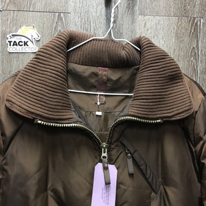 Full Length Puffy Winter Jacket, zipper *gc, hairy/feathery lining, dirty pockets