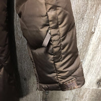 Full Length Puffy Winter Jacket, zipper *gc, hairy/feathery lining, dirty pockets