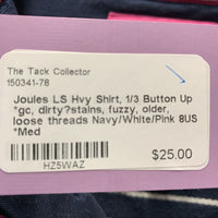 LS Hvy Shirt, 1/3 Button Up *gc, dirty?stains, fuzzy, older, loose threads