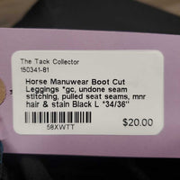 Boot Cut Leggings *gc, undone seam stitching, pulled seat seams, mnr hair & stain
