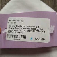 "Marilyn" LS Show Shirt, attached snap collar, tags *new
