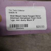 Wall Mount Hand Forged Metal Abstract Horsehead Coat Hook *vgc, mnr dusty
