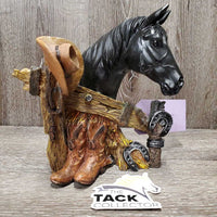 Western Horse and Fence Scene Statue - Decoration *vgc, stains, residue?glue