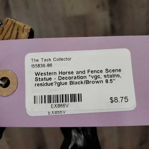 Western Horse and Fence Scene Statue - Decoration *vgc, stains, residue?glue