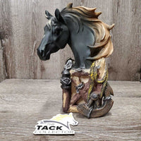 Western Horse and Fence Resin Statue - Decoration *vgc, mnr scratches & dust