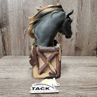 Western Horse and Fence Resin Statue - Decoration *vgc, mnr scratches & dust
