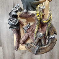 Western Horse and Fence Resin Statue - Decoration *vgc, mnr scratches & dust