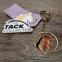Round Horsehead Keychain, spring snap *gc, rubs, scratches, older