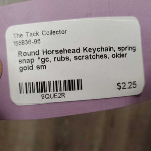 Round Horsehead Keychain, spring snap *gc, rubs, scratches, older