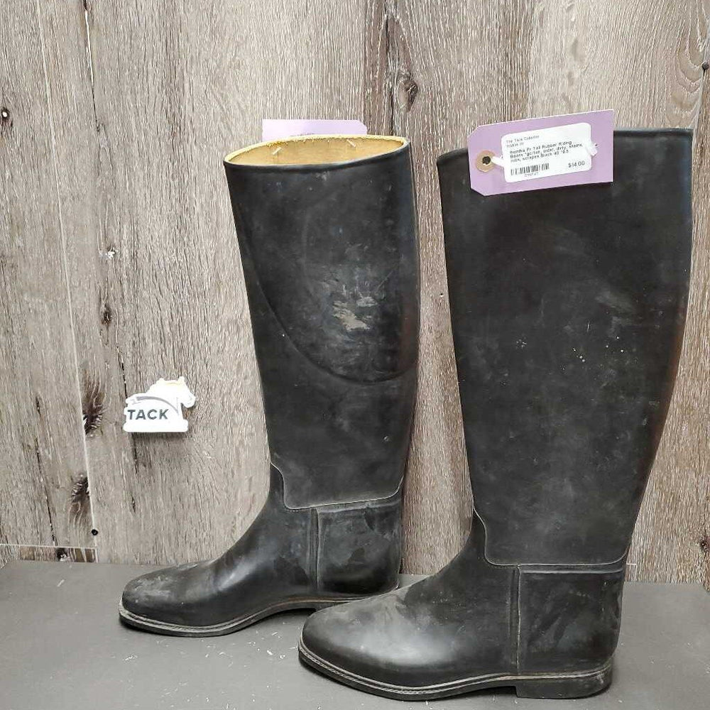 Pr Tall Soft Rubber Riding Boots *gc/fair, older, dirty, stains, rubs, scrapes