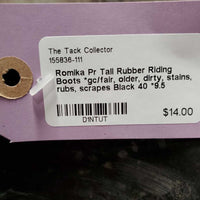 Pr Tall Soft Rubber Riding Boots *gc/fair, older, dirty, stains, rubs, scrapes
