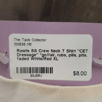 SS Crew Neck T Shirt "CET Dressage" *gc/fair, rubs, pills, pits, faded
