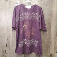 SS Crewneck T Shirt "Running Horses" *gc, mnr faded, hairy, rubs, pills
