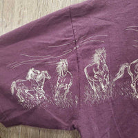 SS Crewneck T Shirt "Running Horses" *gc, mnr faded, hairy, rubs, pills