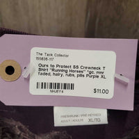 SS Crewneck T Shirt "Running Horses" *gc, mnr faded, hairy, rubs, pills
