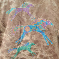 SS T Shirt "Aztec Horses" *gc, rubs, pills, older?
