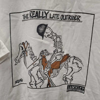 SS Crewneck Thick T Shirt, "The Really Late Outrider" *vgc, mnr stains & hair