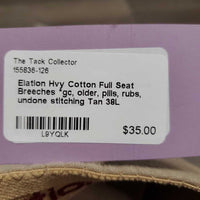Hvy Cotton Full Seat Breeches *gc, older, pills, rubs, undone stitching