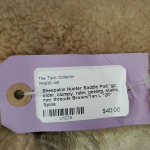 Sheepskin Hunter Saddle Pad *gc, older, clumpy, rubs, peeling, stains, mnr threads