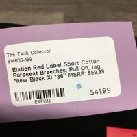 Cotton Euroseat Breeches, Pull On, tag *new
