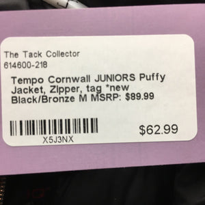 JUNIORS Puffy Jacket, Zipper, tag *new