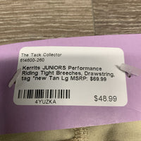 JUNIORS Performance Riding Tight Breeches, Drawstring, tag *new
