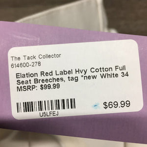 Hvy Cotton Full Seat Breeches, tag *new