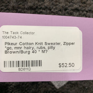 Cotton Knit Sweater, Zipper *gc, mnr hairy, rubs, pilly