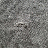 Knit V-Neck Sweater *gc, mnr hair, cracked logo, collar hole, faded
