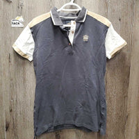 SS Polo Shirt, 1/4 Button Up * vgc, older, faded, mnr stains
