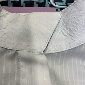 LS Show Sun Shirt, snap collar, mesh sleeves *fair, dingy, v.bubbled collar, seam puckers, stained