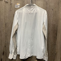 LS Show Sun Shirt, snap collar, mesh sleeves *fair, dingy, v.bubbled collar, seam puckers, stained, snags

