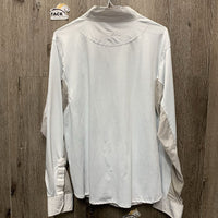 LS Show Sun Shirt, snap collar, mesh sleeves *fair, dingy, bubbled collar, seam puckers, stained, snags

