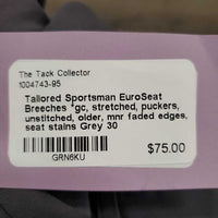 EuroSeat Breeches *gc, stretched, puckers, unstitched, older, mnr faded edges, seat stains
