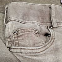 Denim Breeches *gc, seam puckers, older, unstitched knees, mnr faded