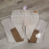 Denim Breeches *gc, seam puckers, older, unstitched knees, mnr faded
