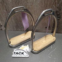 Pr Fine Hvy Stirrup Irons, grips *gc, clean, mnr scuffs, scratches & residue
