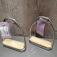 Pr Fine Hvy Stirrup Irons, grips *gc, clean, mnr scuffs, scratches & residue