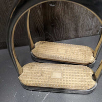 Pr Fine Hvy Stirrup Irons, grips *gc, clean, mnr scuffs, scratches & residue