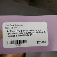 Pr Fine Hvy Stirrup Irons, grips *gc, clean, mnr scuffs, scratches & residue
