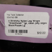 4 Stretchy Nylon Leg Wraps "Greenhawk" *gc, clean, pilly edges
