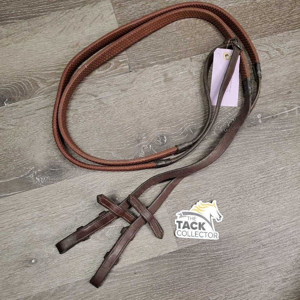 Pr Rubber Reins *gc, clean & dirty, gunk, rubs, scraped edges, twists, dry, stiff