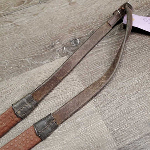 Pr Rubber Reins *gc, clean & dirty, gunk, rubs, scraped edges, twists, dry, stiff