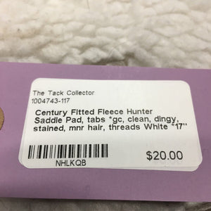 Fitted Fleece Hunter Saddle Pad, tabs *gc, clean, dingy, stained, mnr hair, threads