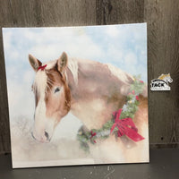 Light Up "Christmas Horse" Canvas *WORKWS, rubs, holey/ripped back, stains, no battery cover
