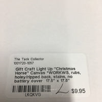 Light Up "Christmas Horse" Canvas *WORKWS, rubs, holey/ripped back, stains, no battery cover

