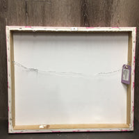"Grey Pony & Rider" Wood Frame Custom Canvas Painting *xc, mnr stains & scratches
