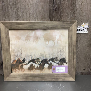 Running Horses Poster?, Wood Frame *gc, scratches, knicks
