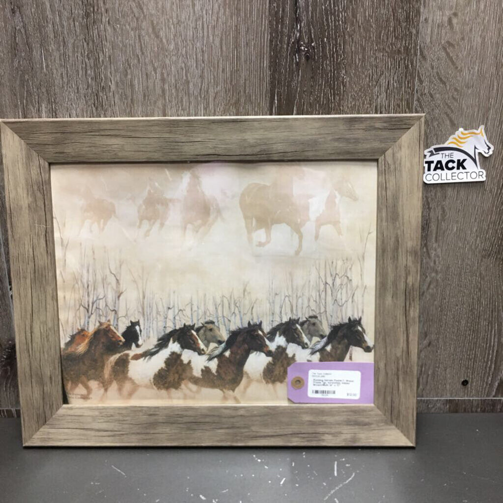 Running Horses Poster?, Wood Frame *gc, scratches, knicks